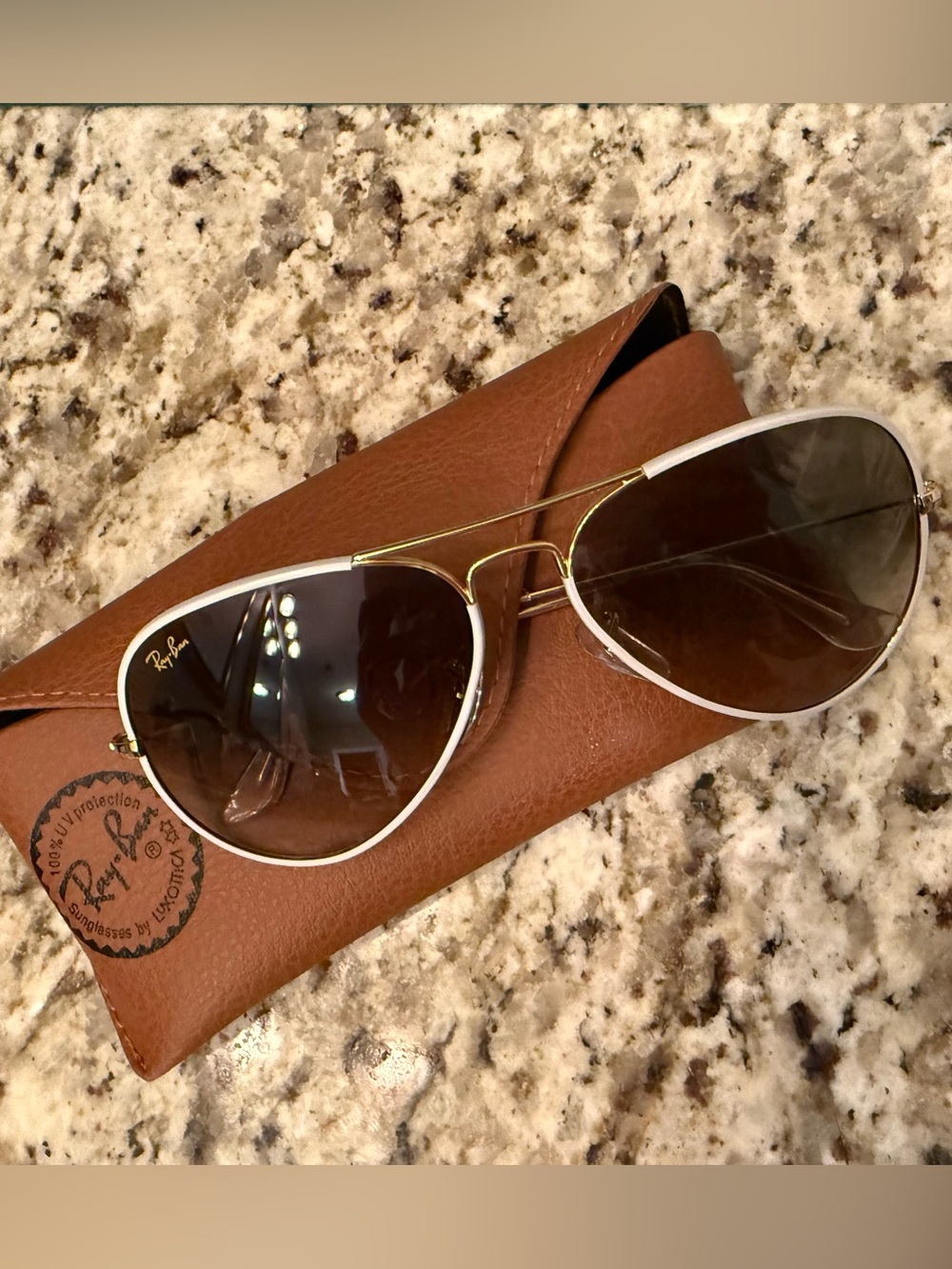 Ray-Ban Authentic Aviator Full Color Sunglasses RB3025JM 9196/32 Gold White 58mm